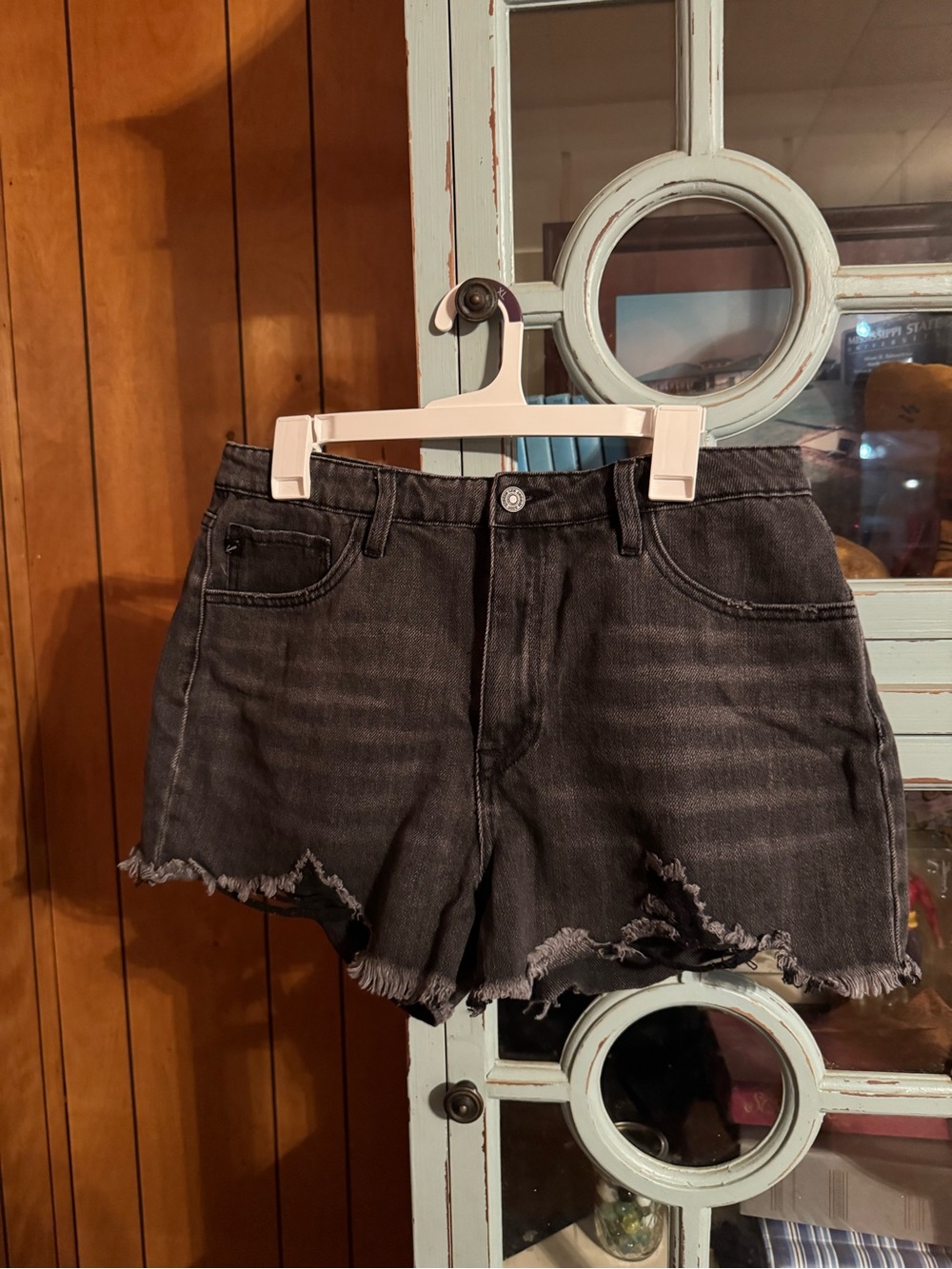 Women's Black Distressed Denim Shorts Size 13 / 30 Kancan B17